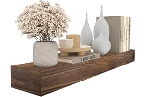 XWNE Fireplace Mantel,60 inch Rustic Wood Floating Mantel Shelves for Electric Fireplaces and Décor,Solid Wood Farmhouse Mantle for Over Fireplace(Black Walnut, 60Wx8Dx4.25H)