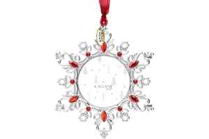 Laraine Christmas Tree Ornaments – Decorative Hanging 2024 Holiday Keepsake Gift Snowflake Pendant with 2” Photo Frame Insert for Picture of Pet (Snowflake Ruby (2024))