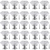 NSBELL 26PCS Clear Crystal Drawer Knobs, 24mm Diamond-Shaped Acrylic Cabinet Knobs Pulls for Kitchen Dresser Drawer and Cupboard