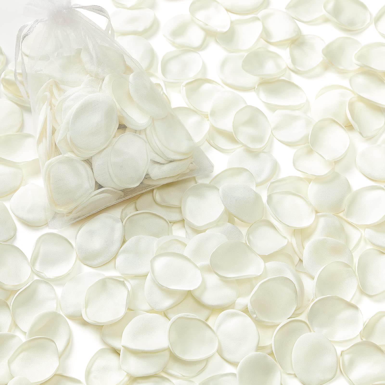 Serwalin 300pcs Silk Rose Petals Flower Petals for Weddings Ivory White Petals Fake Rose Petals Artificial Flower Petals for Wedding Proposal Flower Girl Basket Aisle Runner Bridal Shower