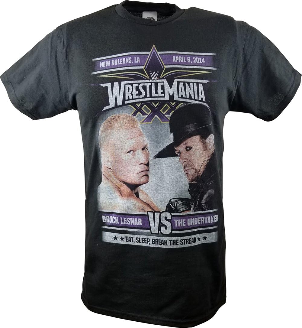 Wrestlemania 30 Brock Lesnar vs Undertaker Match Mens T-shirt-XL