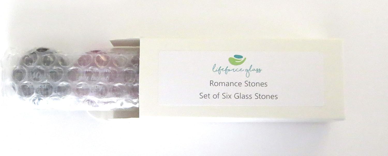 Romance Glass Stones, Messages of Love and Affection For Your Beloved. Set of Six, by Lifeforce Glass.: Home & Kitchen