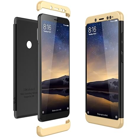 CE-Link für Xiaomi Redmi Note 5 Hülle Hardcase 3 in 1 Handyhülle 360 Ultra Dünn Slim Schutz Hard Schutzhülle Bumper - Gold + 