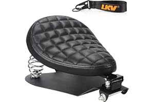 LKV Motorcycle Solo Driver Seat with Seatbase Mounting Hardware Kit Custom Chopper Bobber Seats Universal Fit for Harley Davidson Sportster XL 1200 883 48