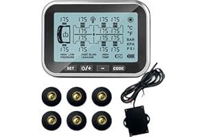 Tyona RV Tire Pressure Monitoring System, (0-199PSI) TM6 Trailer TPMS with 6 Sensors, 6 Alert Modes, Signal Booster, Long Distance Signal Transmission, for RV Trailer Truck semi-Trailer (6 Sensors)