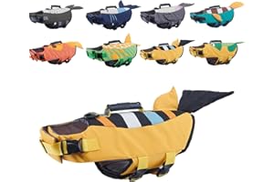 Gyuzh Dog Life Jacket for Swimming,Dog Life Vest for Swimming Boating,Dog Flotation Vest Hign Buoyancy,Shark Dog Swim Safety Vest,Dog Life Jacket with Rescue Handle for Small Medium Large Dogs