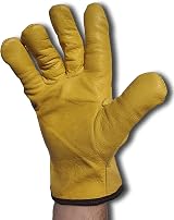 LLB Premium Fleece Lined Yellow Leather Winter Thermal Gloves Large 9 view 6