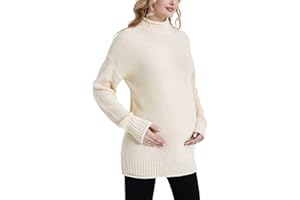 MOMOOD Maternity Sweater Long Sleeve Loose Knitted Oversized Turtleneck Pullover Pregnant Sweater Top