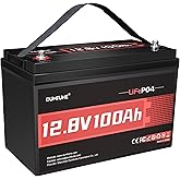 12V 100Ah LiFePO4 Lithium Battery, Built-in 100A BMS, 1280Wh, Up To 6000+ Cycles, Ideal For RV, Solar Off-Grid Systems, Home
