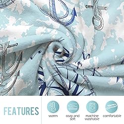 Levens Nautical Anchor Compass Blanket Gifts for