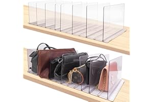 AMVINER Purse Organizer for Closet, Acrylic Clear Handbag Storage Organizers, Adjustable Shelf Divider Bag Organizer for Small Closet, 2 Pack