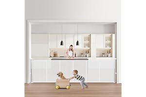 VEVOR Retractable Baby Gate, 34 inch Tall, Extends up to 110 inch Wide, Retractable Gate for Kids or Pets, Mesh Material, Eas