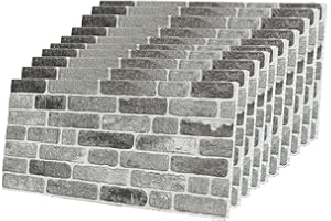 IZODEKOR 3D Wall Panels Brick Effect - Cladding, Stone Look, Styrofoam Facing for Living Room, Kitchen, Bathroom, Balcony, Bedroom, Back of Counter | Path of Gray (10 x Panels) - Covers 53 sq ft