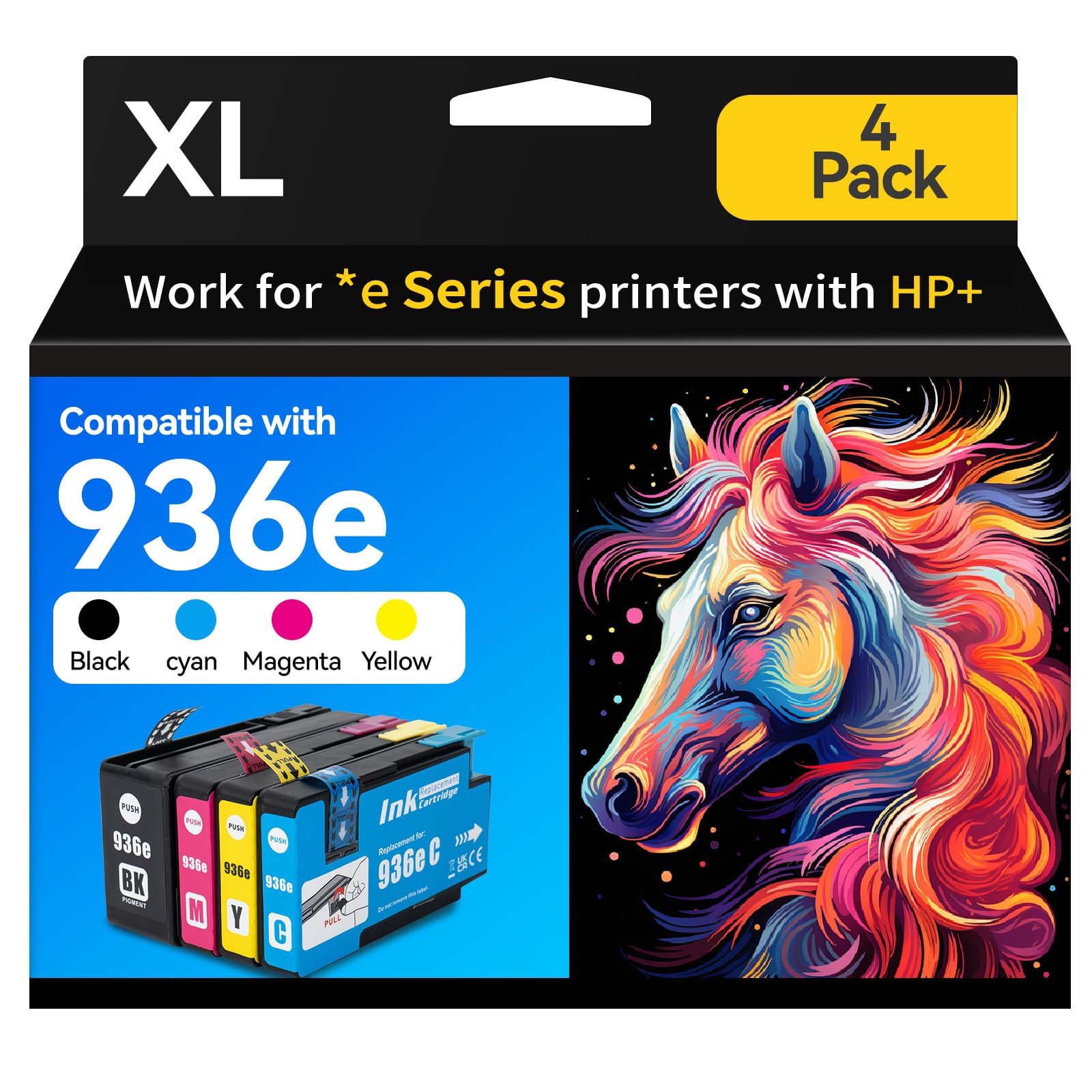 Photo 1 of 936XL Ink Cartridges Combo Pack for HP Black and Color OfficeJet Pro 9125e 9135e 9730e Series Replacement for HP 936 Ink Office Jet Pro 9122e 9128e 9110b 9120b 9130b 9135e 9730e Printer
