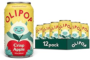 OLIPOP Prebiotic Soda Pop, Crisp Apple, A New Kind of Soda Packed with Prebiotics, Fiber, and Botanicals, Gluten Free, Vegan, GMO Free, 12oz (12-Cans)