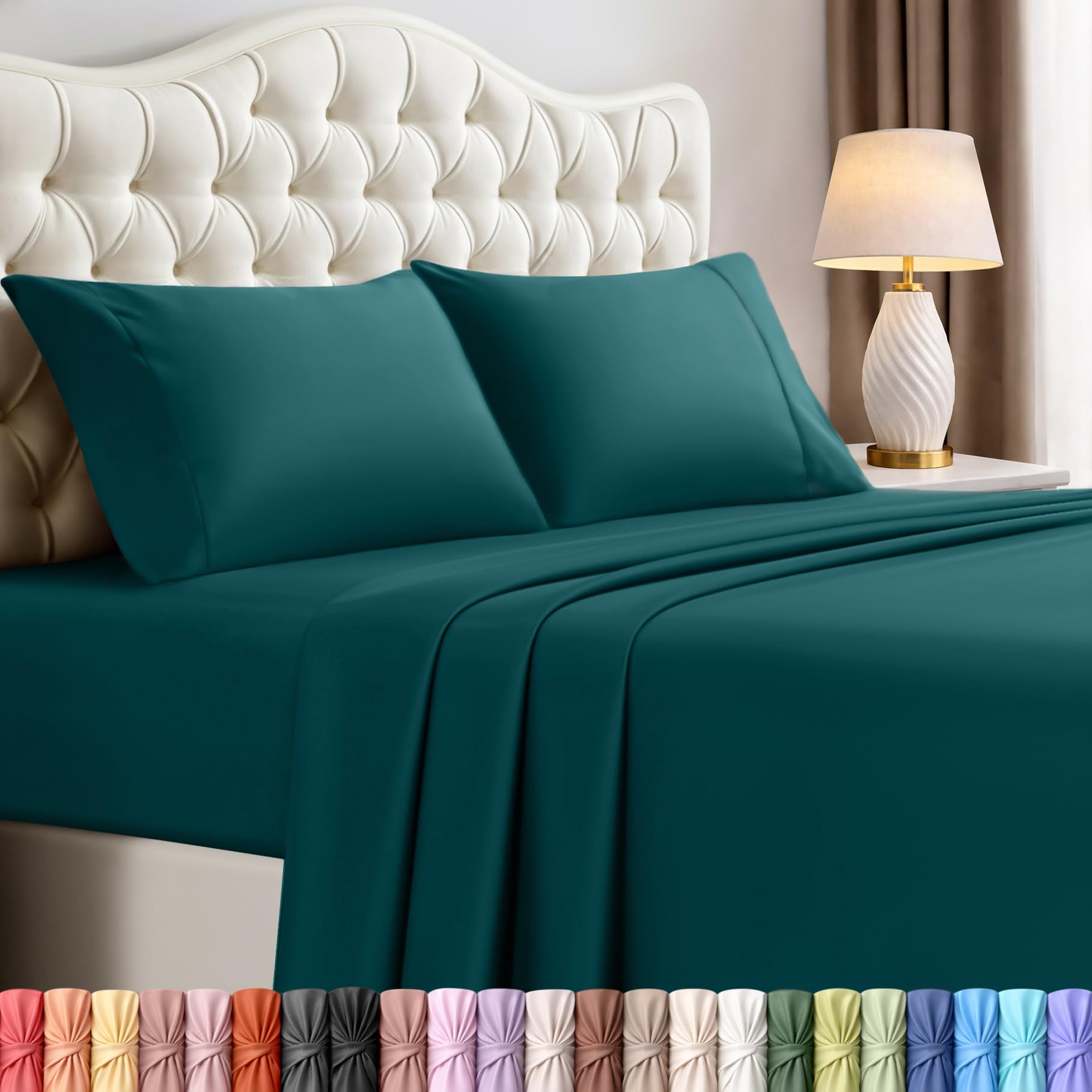 Utopia Bedding King Sheets - 4 Piece Bedding - Brushed Microfiber - Shrinkage and Fade Resistant - Easy Care (King, Teal) — image 1