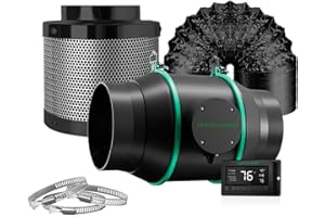 MARS HYDRO 6 Inch Inline Fan and Filter Kit, Duct Fan with with Temperature and Humidity Controller, 402 CFM Quiet & Efficient Exhaust Fan for Grow Tents Hydroponics