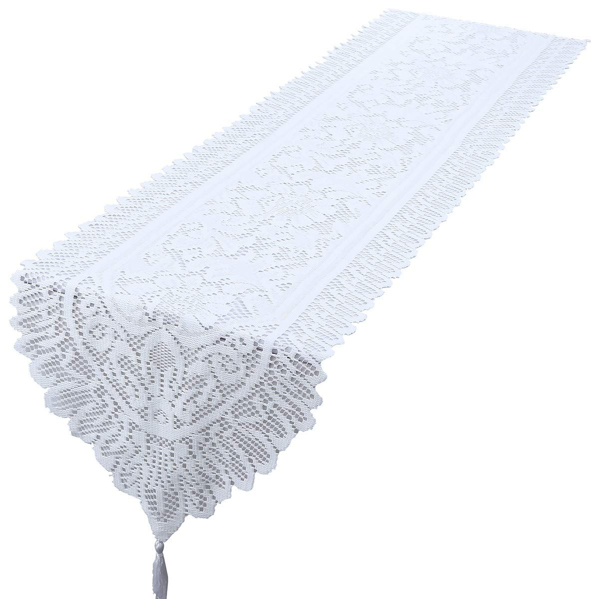 mookaitedecor Lace table runner, lace embroidery tablecloth, table runner decorations table decoration for wedding, celebration, party, evening decorations
