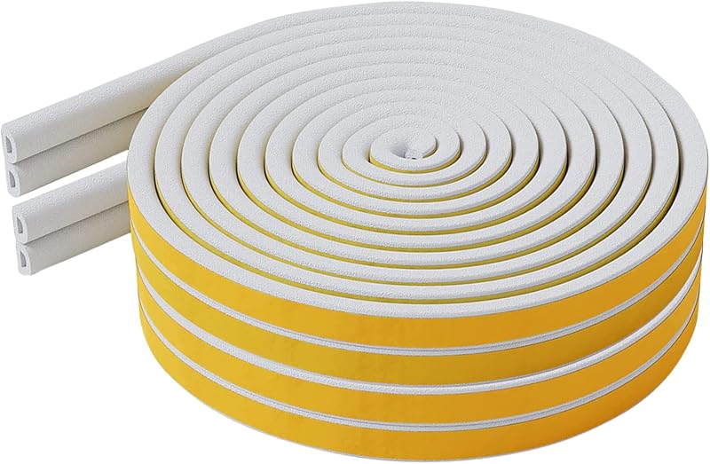 Bynsaer Draught Excluder Tape 20M D Type Self-Adhesive Foam Seal White