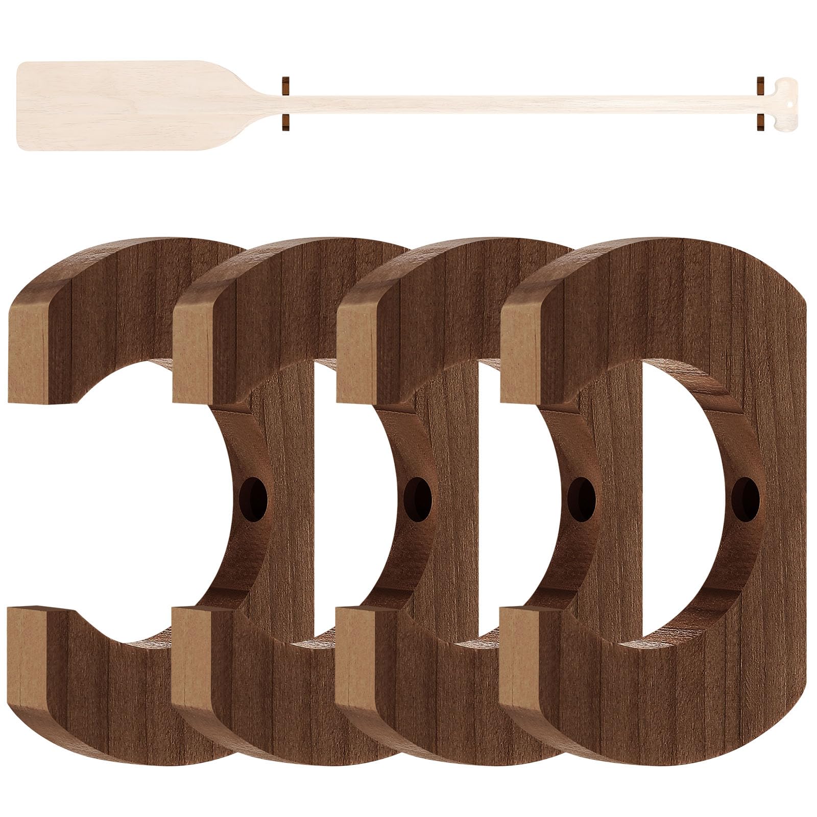 Photo 1 of DaisyInner 4 Pcs Kayak Paddle Holder, Kayak Oar Holder to Keeper Hanging Oar for Wall Decor, Paddle Storage Rack, Wooden Board Accessories for Sup Canoe Dragon Boat Paddles (Walnut Wood)