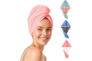 Canasun Microfiber Hair Towel Wrap for Women, 3 PCS Absorbent Quick Dry Hair Turban, Soft Anti Frizz Drying Head Towels for C
