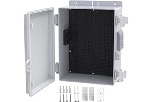 AKWSCYBY Outdoor Electrical Box, Junction Box with Fan, Mounting Plate, Dust Screen, Mounting Brackets and Hinged Lid (10.9"H x 7.4 "L x 5.1 "W)
