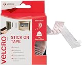 VELCRO Brand Stick On Tape 20mm x 2.5m White Cut-To-Length