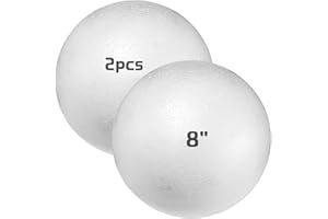 RETOONGKING Large Styrofoam Balls 8 Inch,2PC White Foam Balls for Crafts, Giant Foam Balls Smooth Solid Round Balls for Arts and Craft Project as Christmas DIY Ornaments (Styrofoam Balls 8in-2pc)