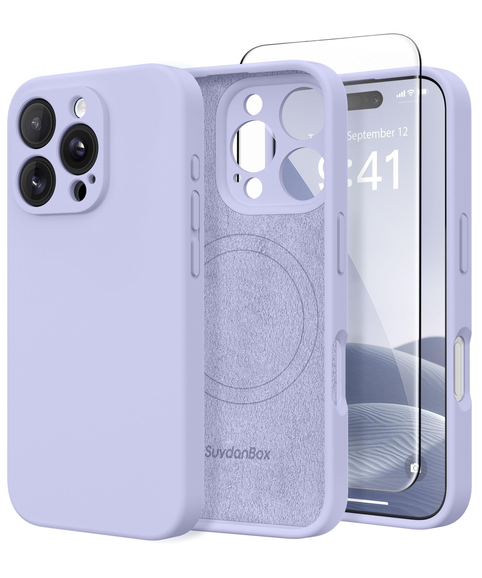 Photo 1 of SuydanBox Magnetic for iPhone 16 Pro Case, Compatible with MagSafe, [Full Camera Protection][Screen Protector] Silicone Shockproof Protective Phone Case for iPhone 16 Pro 6.3", Lilac
