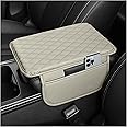 Upgraded Car Center Console Cover,Microfiber Leather Car Armrest Cover Cushion with 2 Storage Bags,Universal Car Armrest Storage Box Car Interior Accessories for Most Vehicles (Light Beige)