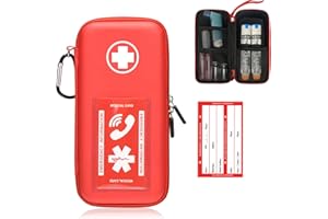 KLAWDSKY EpiPen Carry Case, Hard Emergency Medical Bag with Carabiner-for 2 EpiPens, Asthma Inhaler, Auvi-Q,Eye Drops,Anti-Histamine,Allergy Medication,Diabetes Travel Case for Adults and Kids
