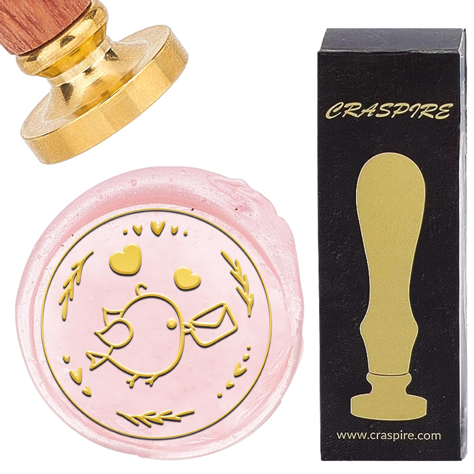 CRASPIRE Bird Wax Seal Stamp letter Wreath Heart Animal Retro Sealing Wax Stamp 25mm Removable Brass Head with Rosewood Handle for DIY Scrapbooking Invitation Gift Wrap Envelopes Wine Packages