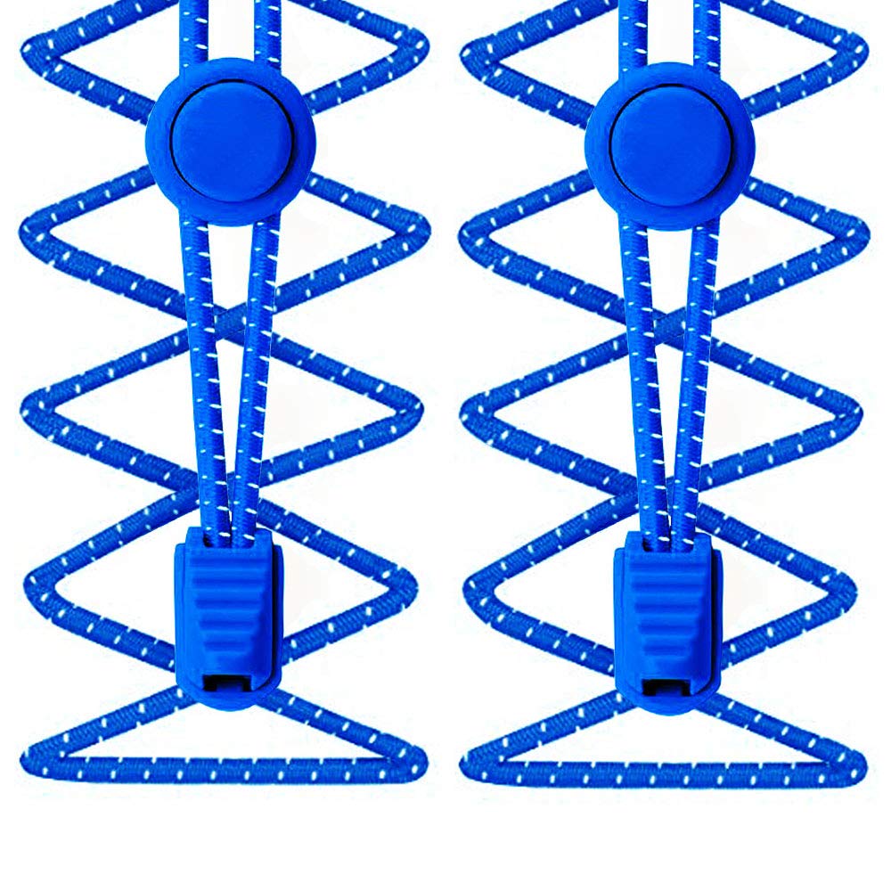 YOCZOX Elastic Laces, No Tie Shoelaces with Reflective Threads for marathon & triathlon runners, trainers, kids, Disabled, the Elderly etc. 120cm, Blue