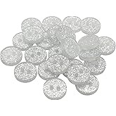 24 Pcs Silver Glitter Buttons for Sewing 0.4 inch Buttons for Shirt 2-Hole 16L Round Plastic Sew on Heavy Duty Bulk Ideal for Dress Shirt Skirt Pants Uniform Craft DIY Project Decor