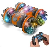 MOMONOVA Amphibious RC Stunt Car for Kids 4-12, Waterproof Remote Control Car with Colorful LED Wheels, 4WD Double-Sided 360&deg; Flips, Car Toy for Pool, Grass, Sand, Backyard, Gift for Boys Girls