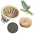 kathson Hemp Rope Weave Bird Breeding Nest Bed for Parakeet Cockatiel Canary Lovebird and Small Parrot Cage Hatching Nesting Box（Beige）