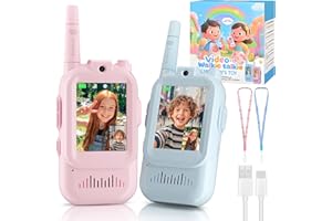 Upgraded Video Walkie Talkies for Kids, 3 4 5 6 7 8 Year Old Girl & Boy Gifts, 2 Pack Rechargeable Walkies Talkies with HD Ca