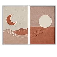 SIGNWIN 2 Piece Framed Canvas Wall Art Minimalism Abstract Style Canvas Prints Home Artwork Decoration for Living Room,Bedroom - 16