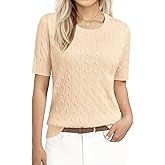 GKBK Womens Short Sleeve Cable Knit Sweater Lightweight Ribbed Pullover Office Casual Blouse 2026