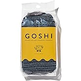 GOSHI Exfoliating Shower Sponge - Rip-Resistant, Rapid-Drying Exfoliating Bath Sponge for All Skin Types - Grey - Made in Jap