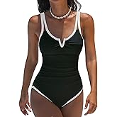 popvil One Piece Swimsuits Women 2026 Tummy Control - Modest Bathing Suit Shapewear Swimwear Retro Neon Swim Suit