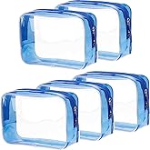 5 Pack Clear PVC Zippered Toiletry Carry Pouch Portable Cosmetic Makeup Bag for Vacation, Bathroom and Organizing