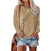 FAOUEOW Women's Long Sleeve tees Cat Mom Graphic Tee Shirts Womens Graphic t Shirts Pullover Tops