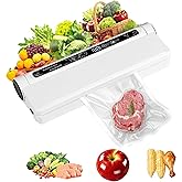 Food Saver Vacuum Sealer Machine, 75KPA Strong Suction for Dry/Wet Foods, Digital Countdown Timer, Compact Design with LED Lights, Includes 20 Vacuum Seal Bags, Ideal for Home Kitchen Use