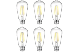Ascher Vintage LED Edison Bulbs, 6W, Non-Dimmable, Equivalent 60W, High Brightness Cool White 4000K, ST58 Antique LED Filamen