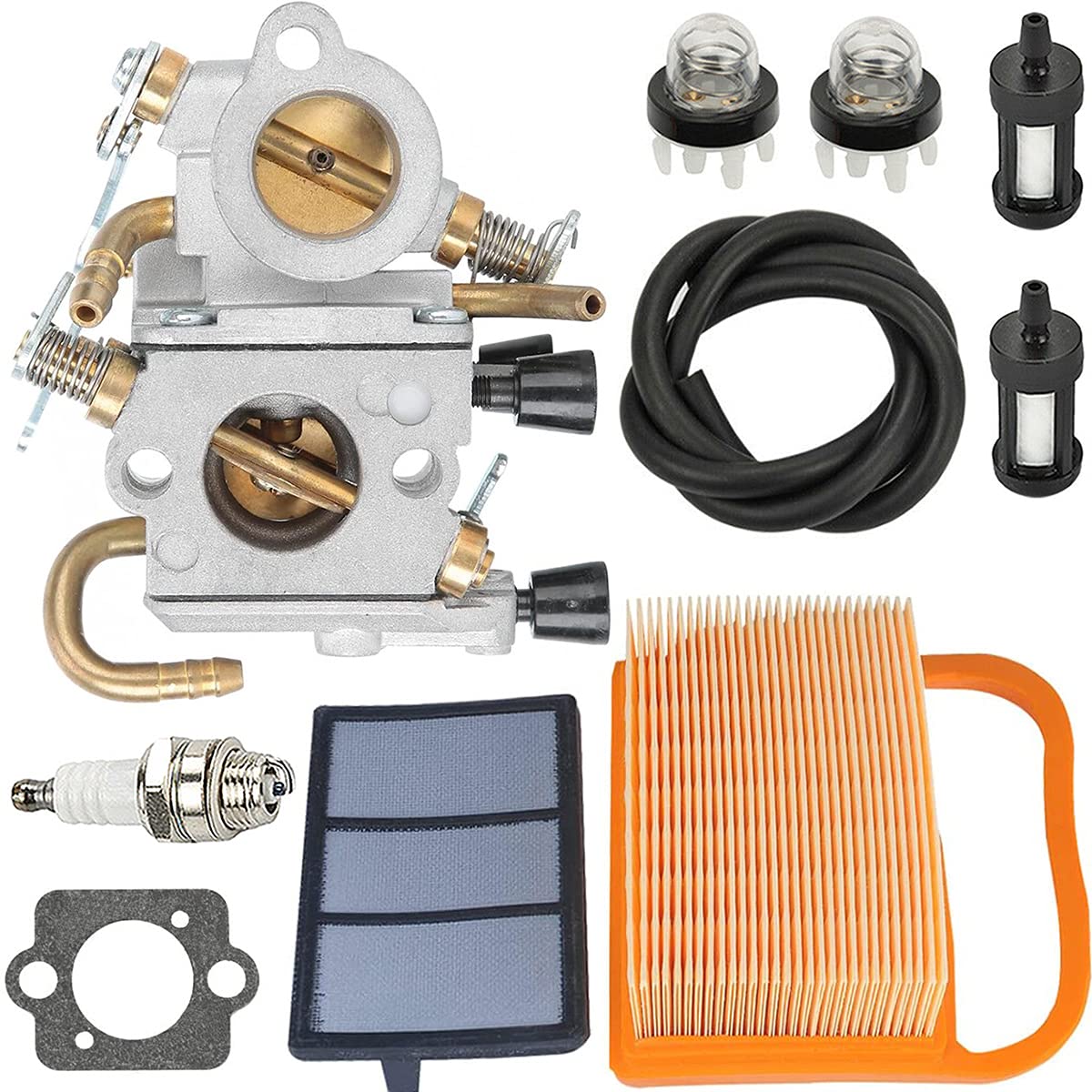 ZAMDOE Carburetor for Sthil TS420 TS410 TS410Z TS420Z Concrete Cut-Off Saw, Replaces # C1Q-S118 4238-120-0600, with 4238 140 1800 Air Filter+Fuel Line+Spark Plug