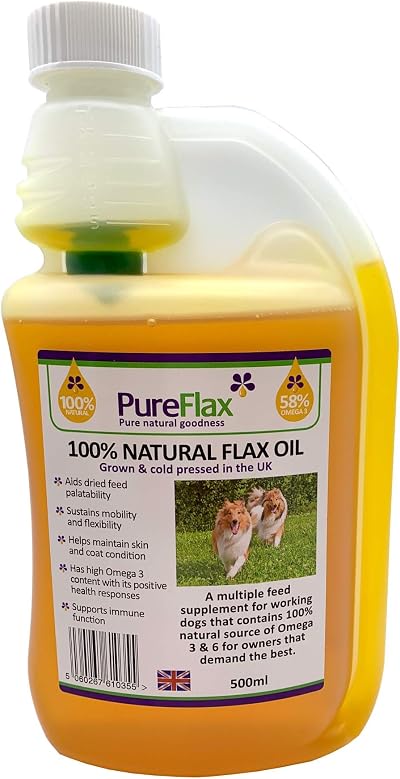 Pureflax 500ml 100% Flaxseed Oil UK Grown Pressed Omega 3 6 9 Vitamin E