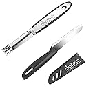 Chefaith 8.3" Stainless Steel Apple & Cupcake Corer [Rubber Handle] + Free 7.9" Fruit & Vegetable Knife as Bonus - Heavy-duty One Piece Design, Ergonomic Anti-slip Handle for Nice Grip, Easy to Clean
