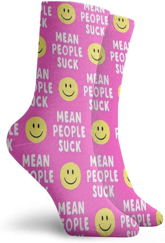 Unisex Funny Crew Socks Mean People Suck Print Dress Socks For Men