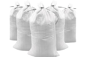 DURASACK Heavy Duty Sand Bags with Tie Strings Empty Woven Polypropylene Sand-Bags for Flood Control with 1600 Hours of UV Protection, 50 lbs Capacity, 14x26 inches, White, Pack of 20